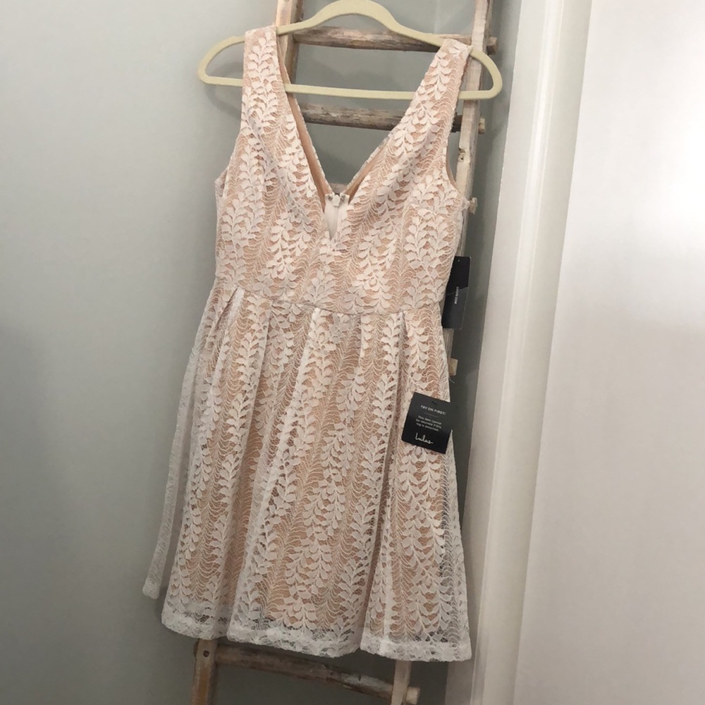 Lulus All of My Heart White Lace Skater Mini Dress
